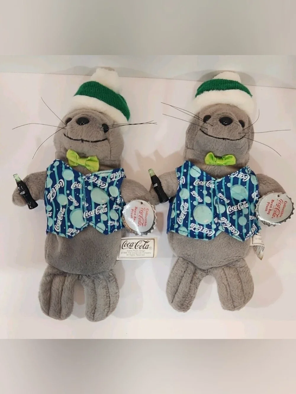 Coca Cola Gray Plush Seal Collectible, Lot Of 2